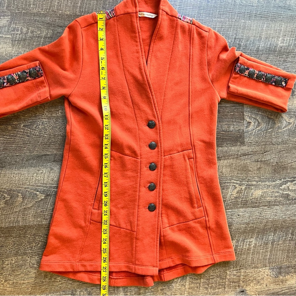 Soft Surroundings Nuance Orange Jacket with Tapestry Accent and Filigree Button - Picture 16 of 16